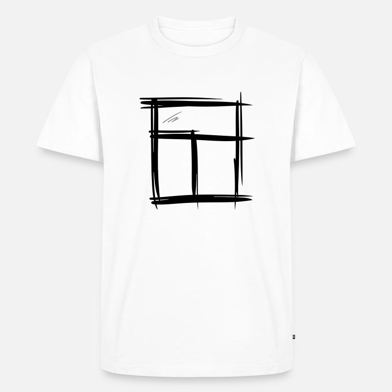 Fenster, handgezeichnet, Bleistiftzeichnung - Männer Premium Bio T-Shirt - Weiß