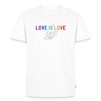 Love is love! Statement Gay Pride LGBTQI+ - Men's Premium Organic T-Shirt - white - Front - Nico (187cm)