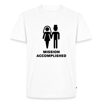 Mission accomplie (Pair nuptiale, mariage / - T-shirt Premium bio Homme - blanc - Devant - Nico (187cm)