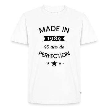 Né en 1984 humour anniversaire 40 ans perfection - T-shirt Premium bio Homme - blanc - Devant - Nico (187cm)