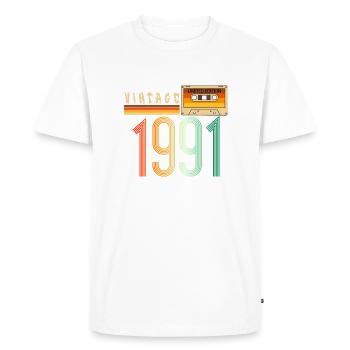Year 1991 Old School Cassette Music Retro - Men's Premium Organic T-Shirt - white - Front - Nico (187cm)