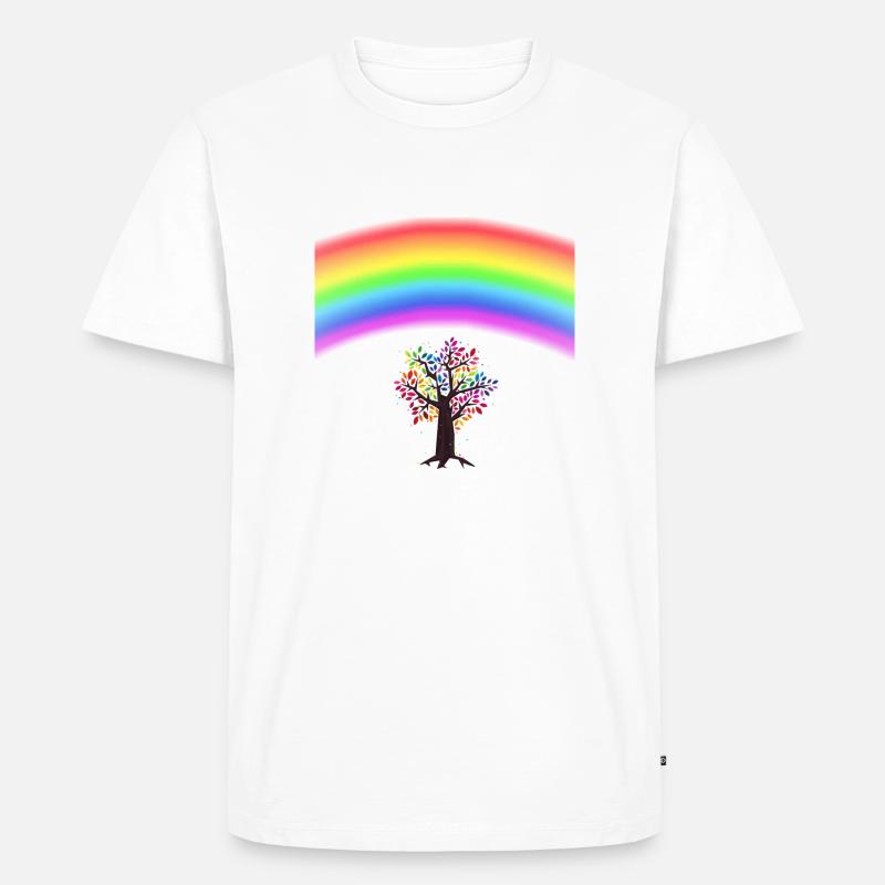 Rainbow Tree - Männer Premium Bio T-Shirt - Weiß