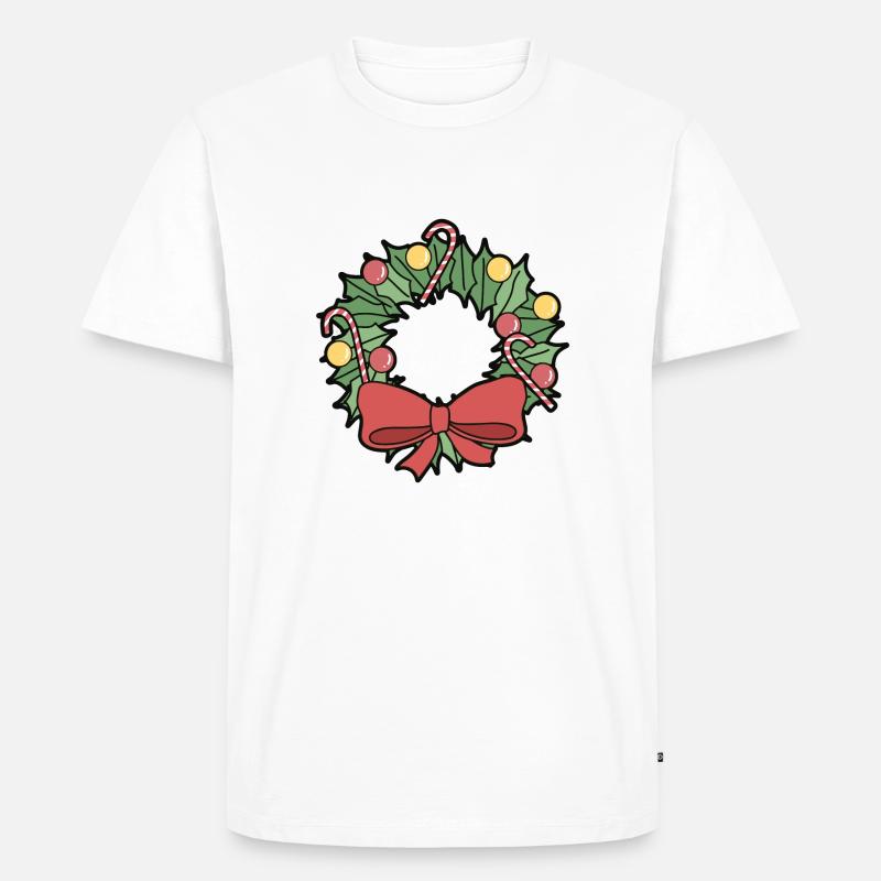 Weihnachtskranz - Männer Premium Bio T-Shirt - Weiß