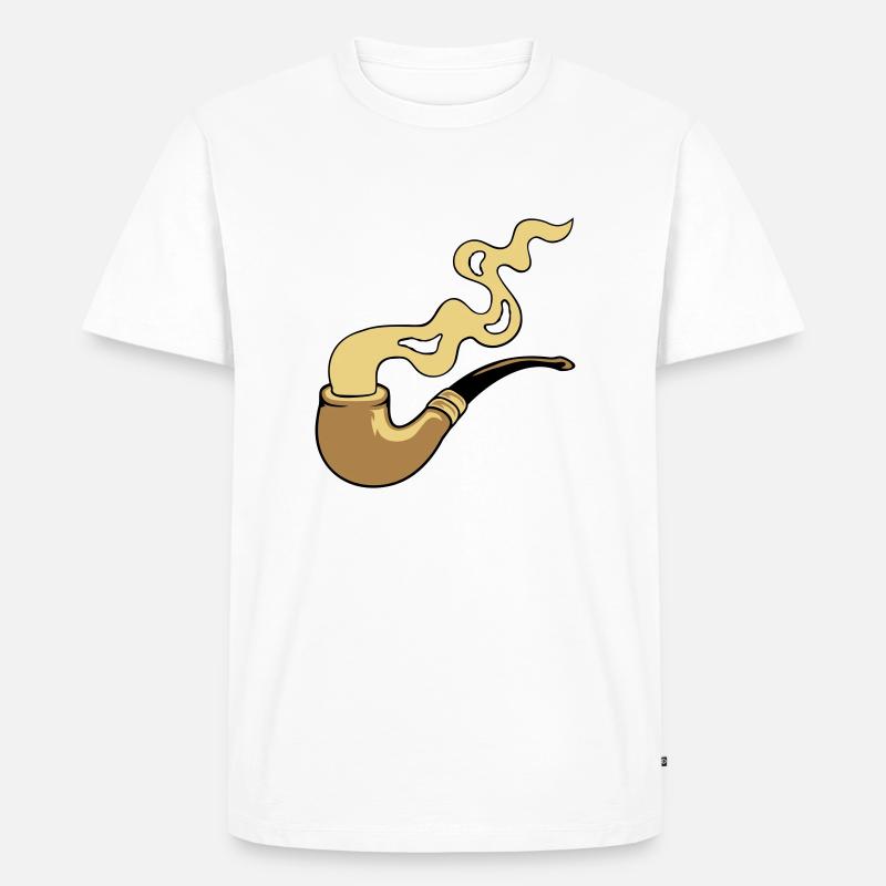 Qualmen Tabakpfeife Rauch - Männer Premium Bio T-Shirt - Weiß