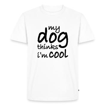 Le chien pense dans la fraîcheur - T-shirt Premium bio Homme - blanc - Devant - Nico (187cm)
