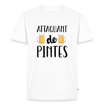Attaquant de pintes cadeau humour bière football - T-shirt Premium bio Homme - blanc - Devant - Nico (187cm)