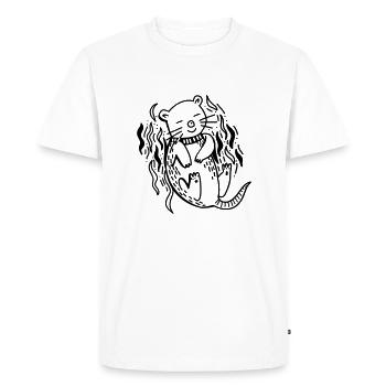 otter on the back with ocean waves 1 color - Men's Premium Organic T-Shirt - white - Front - Nico (187cm)