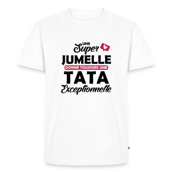 super jumelle - tata exceptionnelle / futur tata - T-shirt Premium bio Homme - blanc - Devant - Nico (187cm)