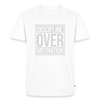 Citation de discipline sur la motivation - T-shirt Premium bio Homme - blanc - Devant - Nico (187cm)