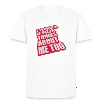 pizza thinks about me - Men's Premium Organic T-Shirt - white - Front - Nico (187cm)