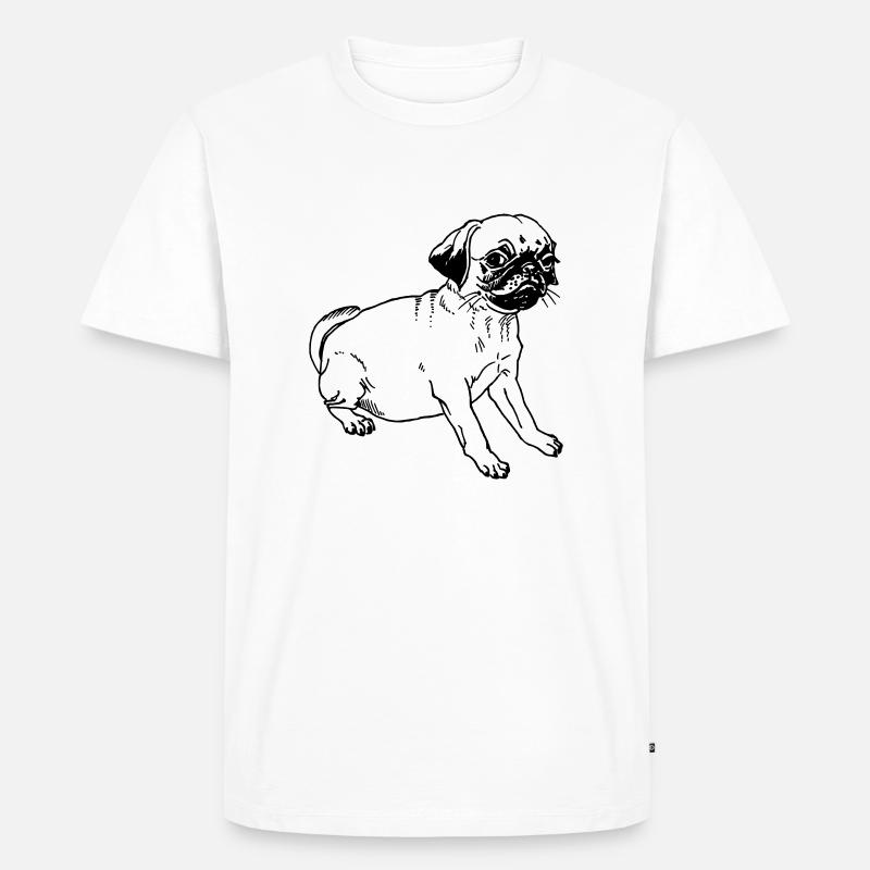 Mops guckt - Männer Premium Bio T-Shirt - Weiß