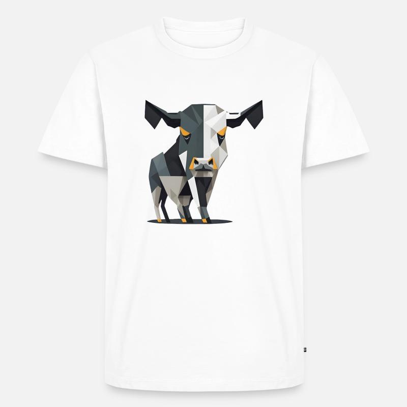 Polygon-Kuh - Männer Premium Bio T-Shirt - Weiß