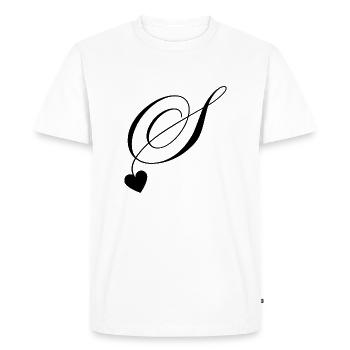 Lettre s calligraphie cœur - T-shirt Premium bio Homme - blanc - Devant - Nico (187cm)