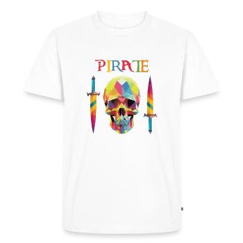 Pirate - Low Poly Skull - Men's Premium Organic T-Shirt - white - Front - Nico (187cm)
