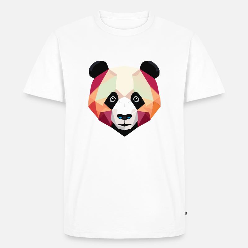 Panda Low Poly - Männer Premium Bio T-Shirt - Weiß