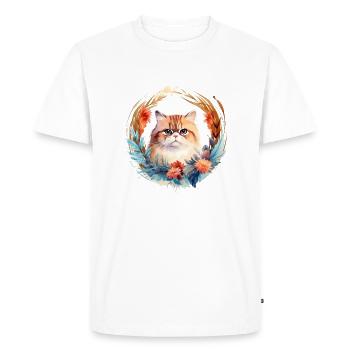Chat exotique à poil court Style Boho, chats d’amour - T-shirt Premium bio Homme - blanc - Devant - Nico (187cm)