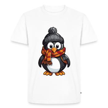 Penguin Winter Comic - Men's Premium Organic T-Shirt - white - Front - Nico (187cm)