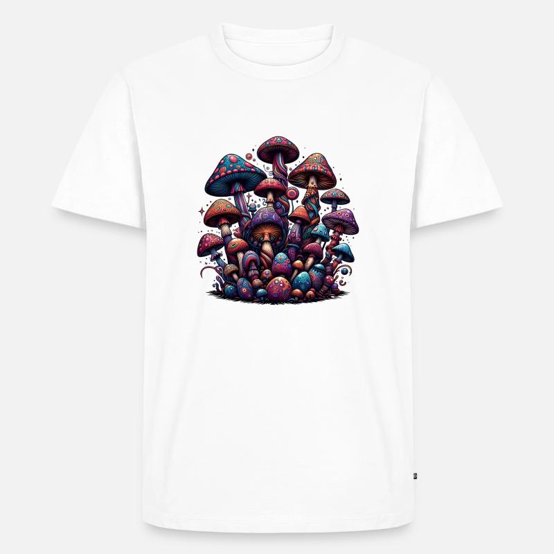Psychedelic Mushroom Magic - Männer Premium Bio T-Shirt - Weiß