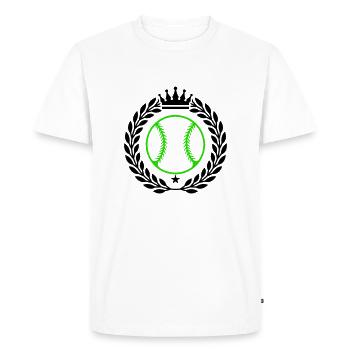 Écusson de baseball - T-shirt Premium bio Homme - blanc - Devant - Nico (187cm)