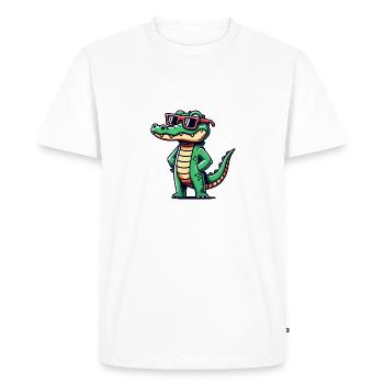 Crocodile Comic Cool - Men's Premium Organic T-Shirt - white - Front - Nico (187cm)