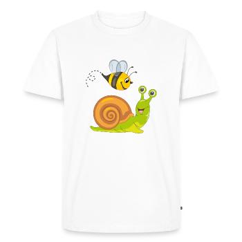 L’abeille heureuse et l’escargot sont les meilleurs amis - T-shirt Premium bio Homme - blanc - Devant - Nico (187cm)