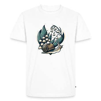 Cottagecore Schnecke und Maiglöckchen - Männer Premium Bio T-Shirt - Weiß - Vorne - Nico (187cm)