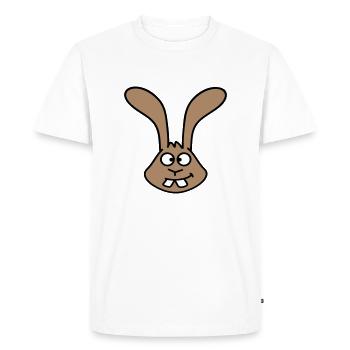 Lapin regarde, plisse les yeux, grimace, drôle, sourire idiot - T-shirt Premium bio Homme - blanc - Devant - Nico (187cm)