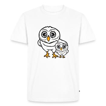 2 hiboux Papa Maman Enfant Bébé Famille Mère Père - T-shirt Premium bio Homme - blanc - Devant - Nico (187cm)