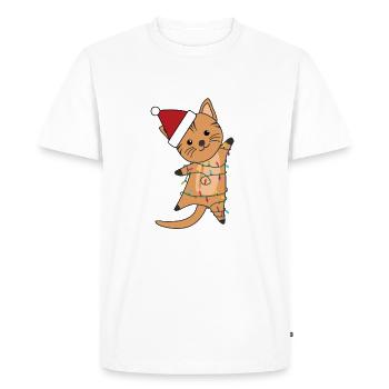 Cat fur nose Christmas fairy lights cute animals - Men's Premium Organic T-Shirt - white - Front - Nico (187cm)