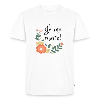 Logo fleurs "Je me marie!" - T-shirt Premium bio Homme - blanc - Devant - Nico (187cm)