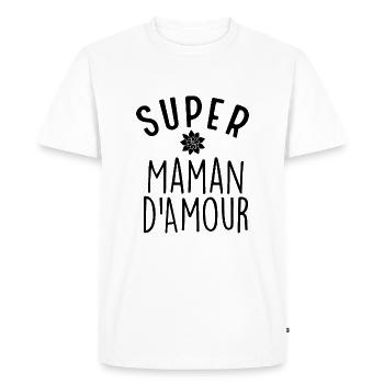 Super Maman d'Amour - T-shirt Premium bio Homme - blanc - Devant - Nico (187cm)