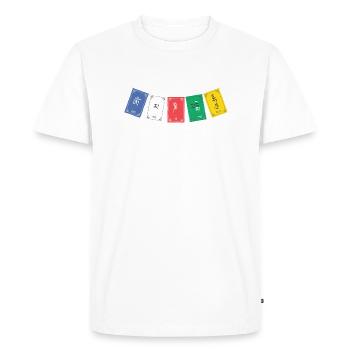OM MA NI PADME HUM - Drapeaux de prière 4 - T-shirt Premium bio Homme - blanc - Devant - Nico (187cm)