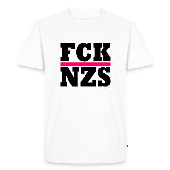 FCK NZS - Men's Premium Organic T-Shirt - white - Front - Nico (187cm)