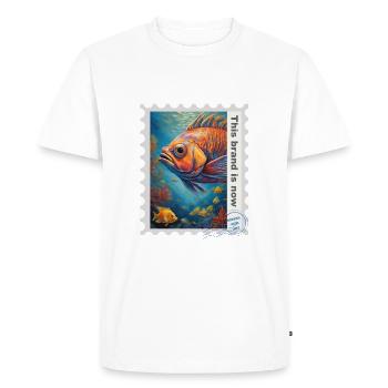 Airbrush-Illustration "Fish 10" EN - Men's Premium Organic T-Shirt - white - Front - Nico (187cm)