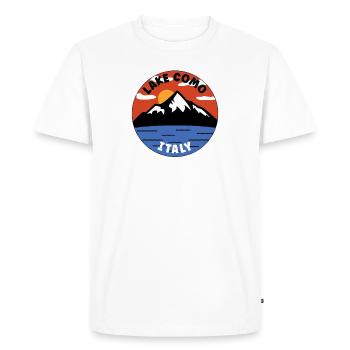 | du lac de Côme Italie | Lac et montagne - T-shirt Premium bio Homme - blanc - Devant - Nico (187cm)