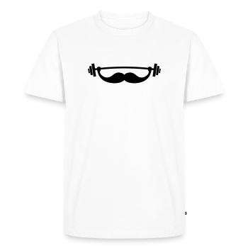 Funny Fitness Mustache / Beard - Men's Premium Organic T-Shirt - white - Front - Nico (187cm)