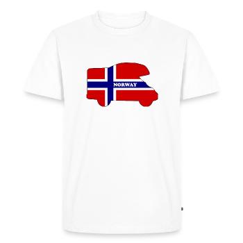 Norvège - Camping-car avec alcôve - Contour - T-shirt Premium bio Homme - blanc - Devant - Nico (187cm)