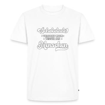 Chocolate understands me better than people - Men's Premium Organic T-Shirt - white - Front - Nico (187cm)