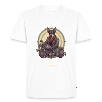 Chats, Chiens, Moto, Chasse - T-shirt Premium bio Homme - blanc - Devant - Nico (187cm)