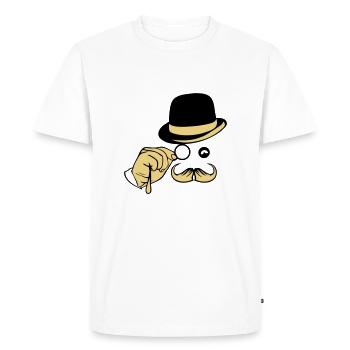 smiley chapeau monocle moustache melon - T-shirt Premium bio Homme - blanc - Devant - Nico (187cm)