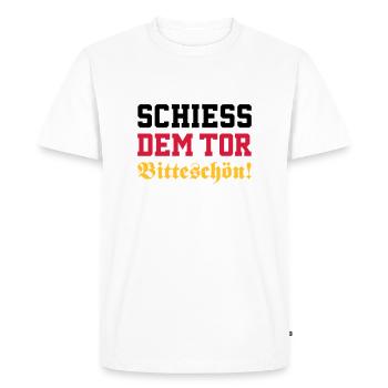 Schiess dem Tor, bitteschön! - Männer Premium Bio T-Shirt - Weiß - Vorne - Nico (187cm)