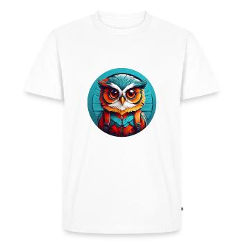 Petit hibou mignon dans la roue de couleur hibou Design - T-shirt Premium bio Homme - blanc - Devant - Nico (187cm)