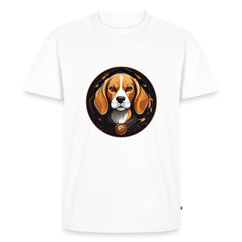 Portrait de Beagle sur la roue chromatique - T-shirt Premium bio Homme - blanc - Devant - Nico (187cm)