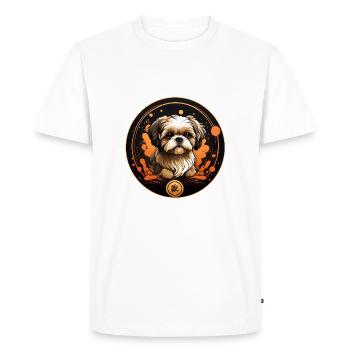 Portrait de Shih Tzu dans un cadre de cercle décoratif - T-shirt Premium bio Homme - blanc - Devant - Nico (187cm)