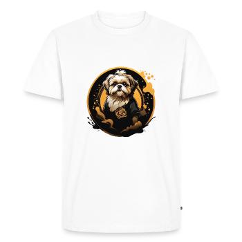 Portrait de Shih Tzu dans un cadre de cercle décoratif - T-shirt Premium bio Homme - blanc - Devant - Nico (187cm)