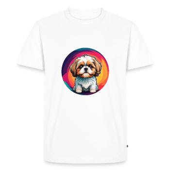Portrait de Shih Tzu sur la roue chromatique - T-shirt Premium bio Homme - blanc - Devant - Nico (187cm)