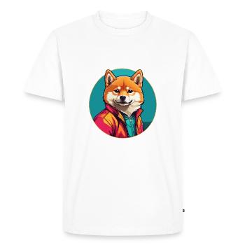 Portrait de Shiba Inu sur la roue chromatique - T-shirt Premium bio Homme - blanc - Devant - Nico (187cm)