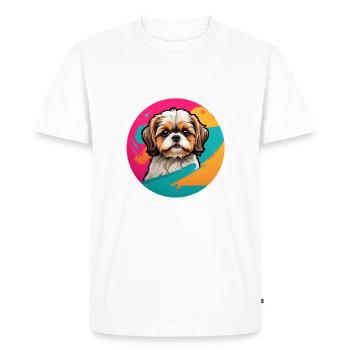 Portrait de Shih Tzu sur la roue chromatique - T-shirt Premium bio Homme - blanc - Devant - Nico (187cm)