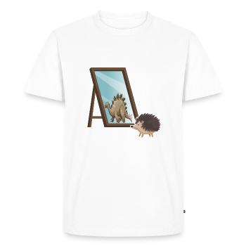 Motivation automnale hérisson image miroir confiante - T-shirt Premium bio Homme - blanc - Devant - Nico (187cm)