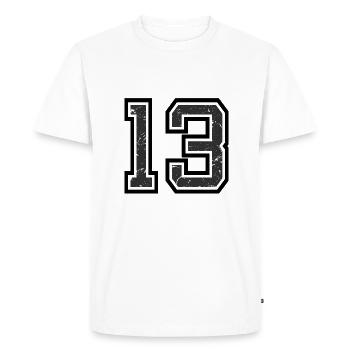 Cool Number 13 - 13 Years Old 13th Birthday Gift - Men's Premium Organic T-Shirt - white - Front - Nico (187cm)